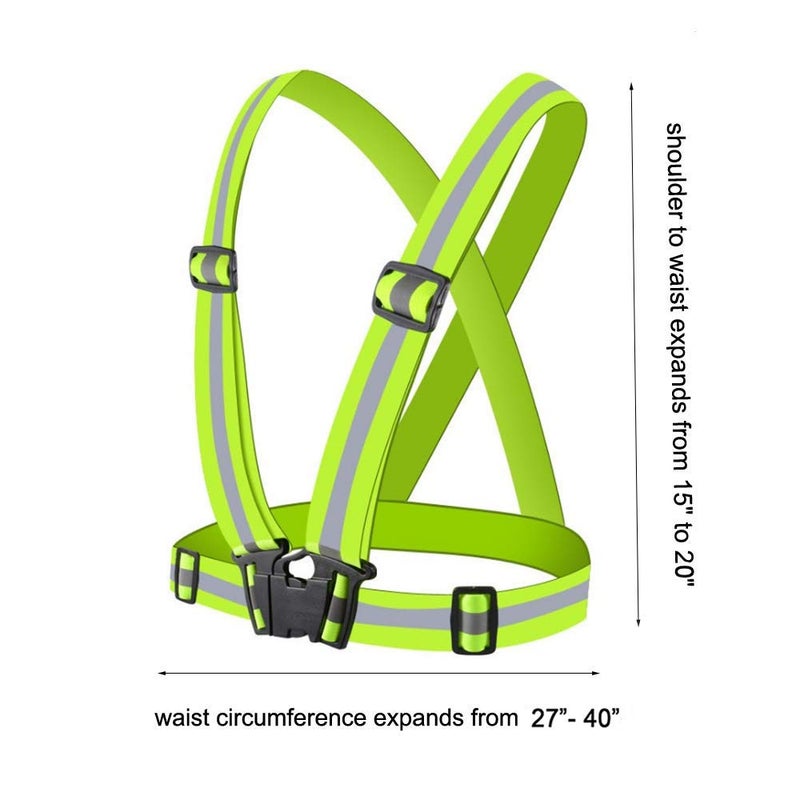 Chiwo Reflective Vest Running Gear 2Pack, High Visibility Adjustable Safety Vest for Night Cycling,Hiking, Jogging,Dog Walking, Construction Safe (Green) - Image 3